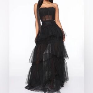 Beautiful maxi special occasion Black tulle dress